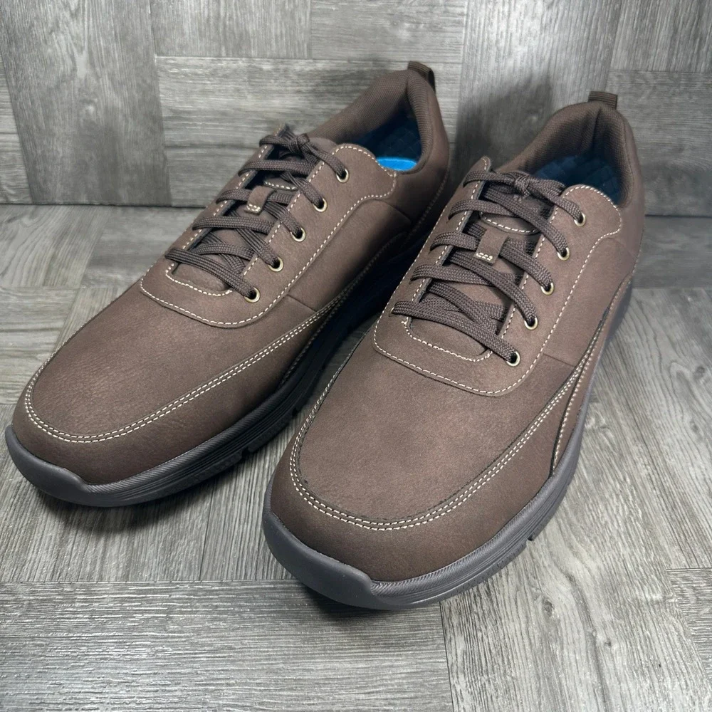 Dockers Sanderson Mens 12 Work Shoes Brown Slip Resistant Oxford 90-23858 NEW